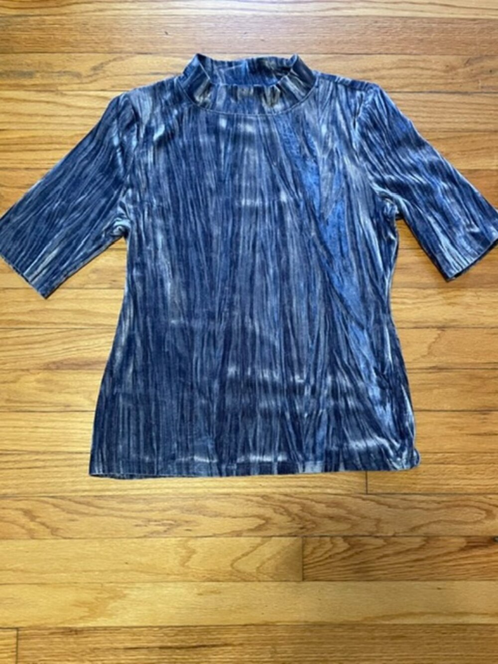 PILCRO Anthropologie Velveteen Mock-Neck Top Slate Blue XS